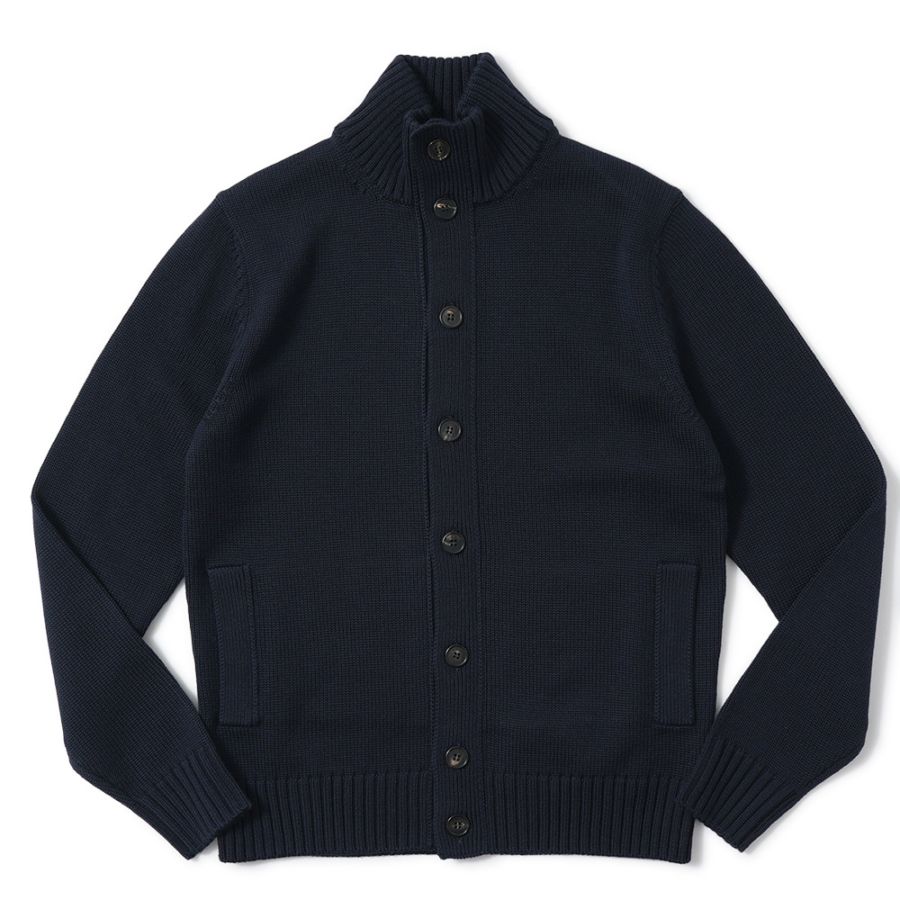 ZANONE ザノーネ CHIOTO ウール ミドルゲージ ニット スタンドカラーカーディガン 810130-ZR229 D.NAVY