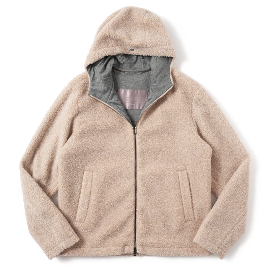 HERNO ヘルノ リゾート エコファー メランジフリース フーデッドブルゾン GI00105UR-12895 BEIGE