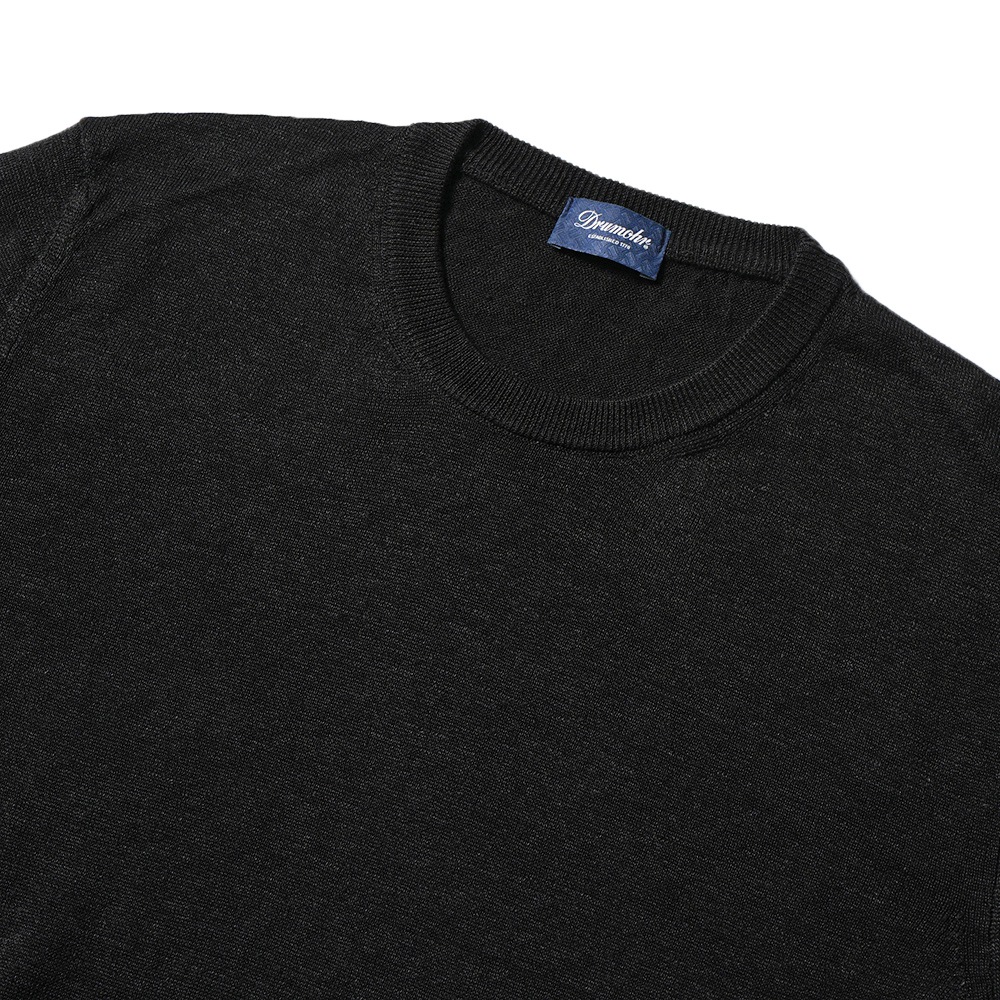 Drumohr（ドルモア）】麻混 半袖サマーニット ブラック