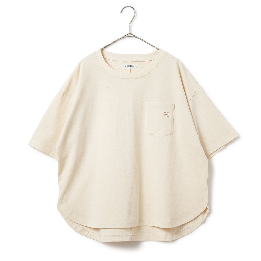 HOLLYWOOD RANCH MARKET ハリウッドランチマーケット Hエンブロイダリー ラウンドヘムTシャツ ウイメンズ 1006667 NATURAL