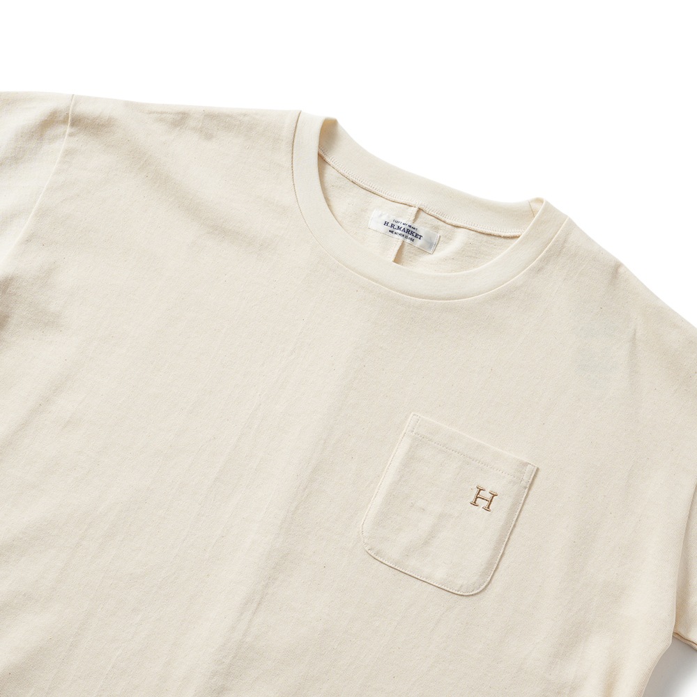 HOLLYWOOD RANCH MARKET ハリウッドランチマーケット Hエンブロイダリー ラウンドヘムTシャツ ウイメンズ 1006667 NATURAL