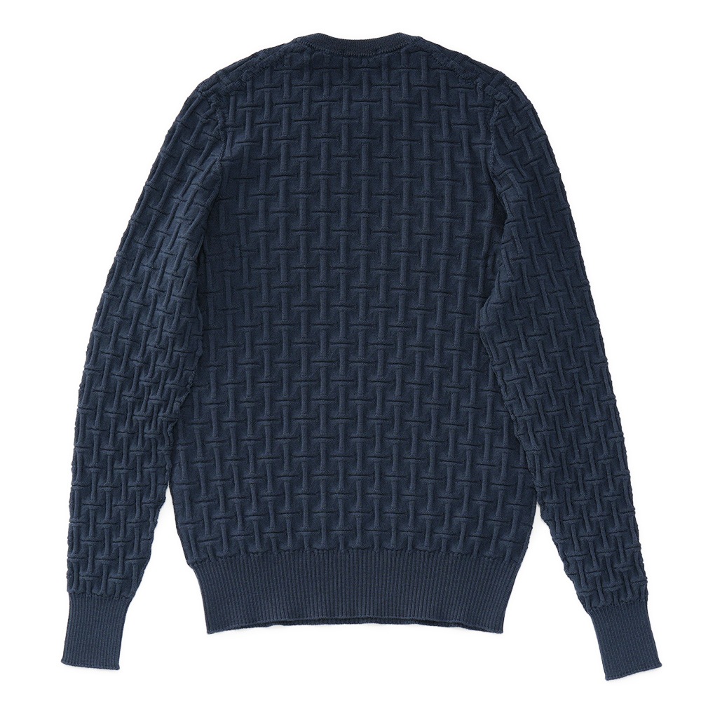 DRUMOHR ドルモア エクストラファインメリノウール 編み柄クルーネック ニット D2M103TL NAVY