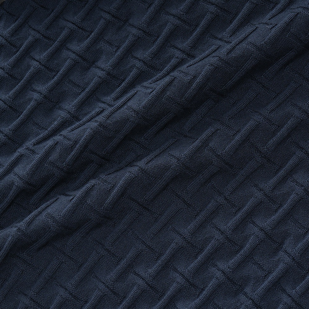 DRUMOHR ドルモア エクストラファインメリノウール 編み柄クルーネック ニット D2M103TL NAVY