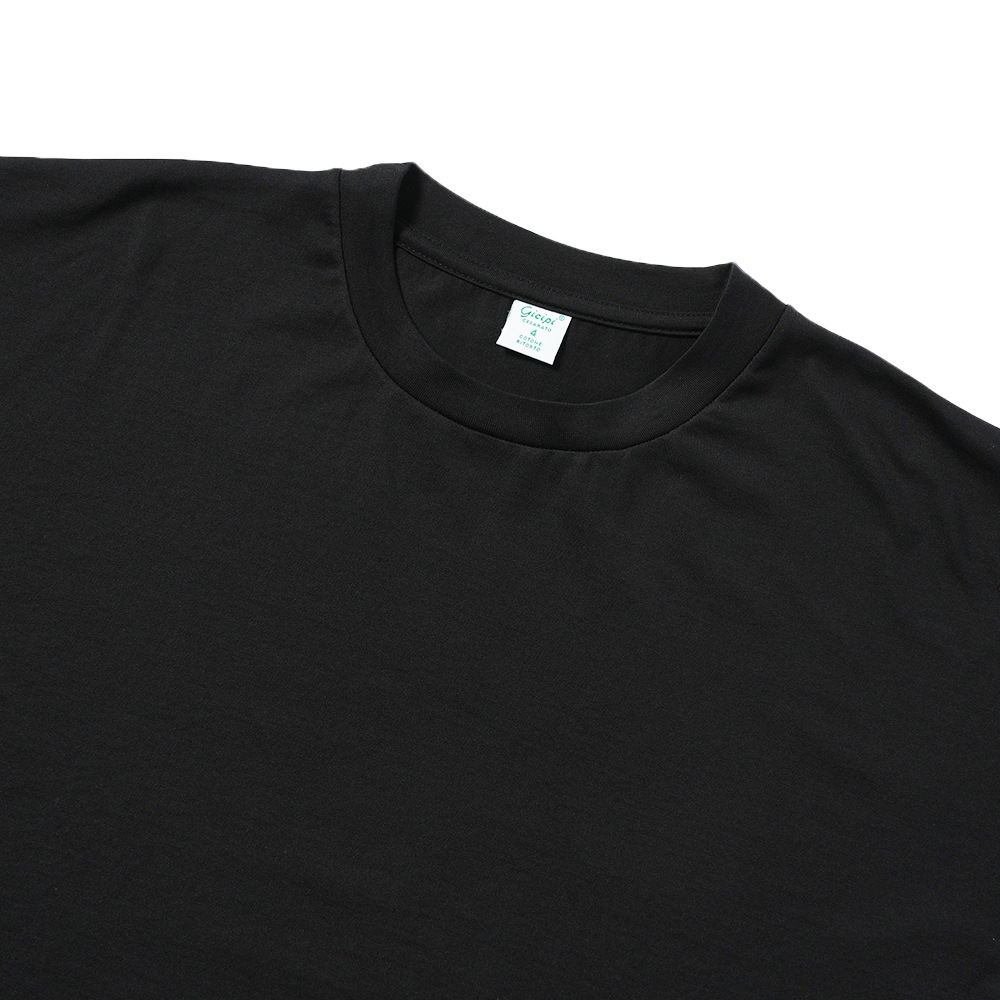 GICIPI ジチピ 2404P GRANCHIO Jersey Doppio Ritorto グラーンキオ ジャージ ドッピオ リトルト 双糸ジャージ クルーネック 半袖カットソー BLACK
