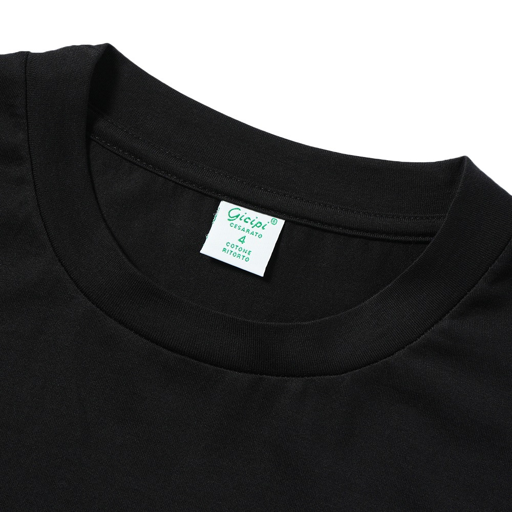 GICIPI ジチピ 2404P GRANCHIO Jersey Doppio Ritorto グラーンキオ ジャージ ドッピオ リトルト 双糸ジャージ クルーネック 半袖カットソー BLACK