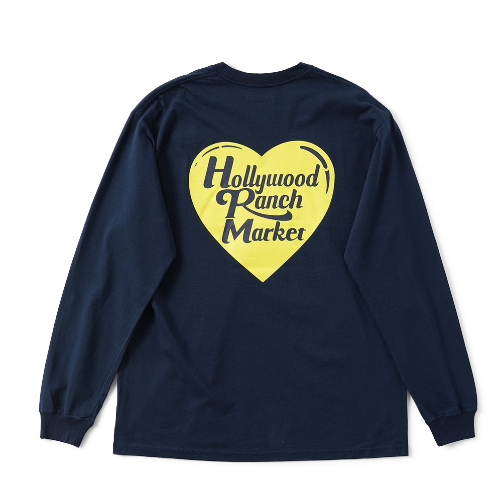 HOLLYWOOD RANCH MARKET ハリウッドランチマーケット オーガニックコットン ハートインHRM ロングスリーブTシャツ 1008627 NAVY