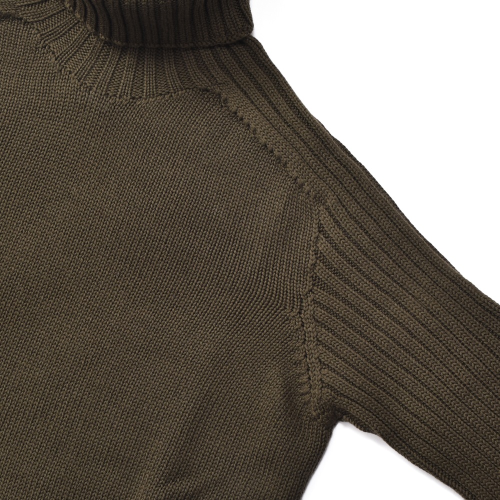 GRANSASSO グランサッソ レインウール タートルネック ロングスリーブニット 14136/24609 KHAKI