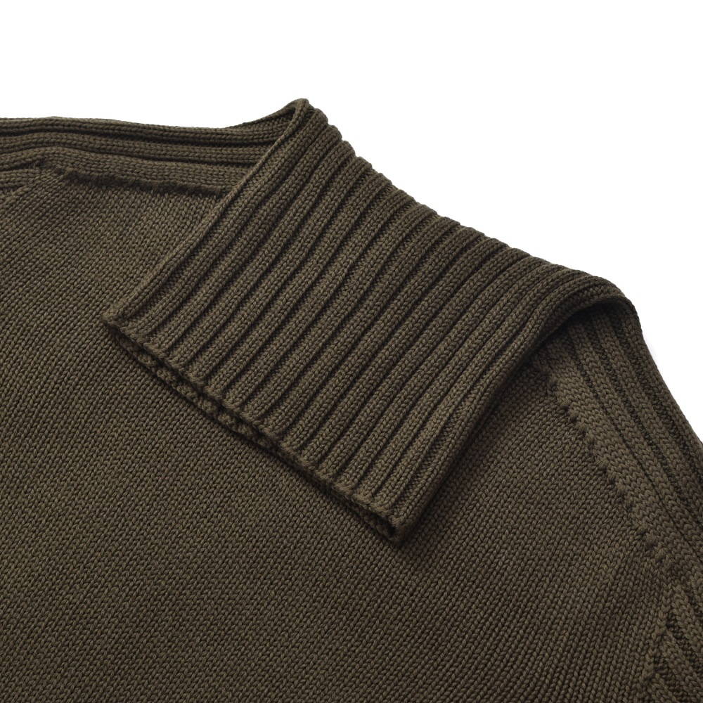 GRANSASSO グランサッソ レインウール タートルネック ロングスリーブニット 14136/24609 KHAKI