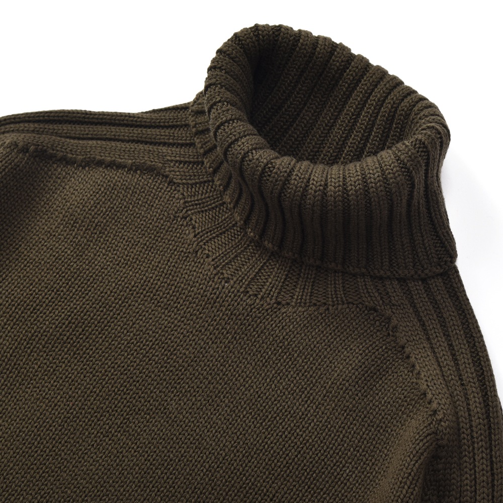 GRANSASSO グランサッソ レインウール タートルネック ロングスリーブニット 14136/24609 KHAKI