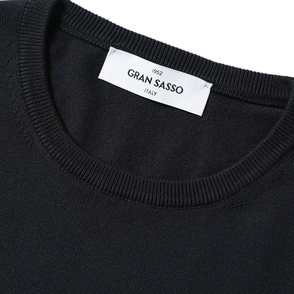 GRANSASSO グランサッソ ソフトコットン ニット クルーネック ショートスリーブ Tシャツ 58138/18120 BLACK