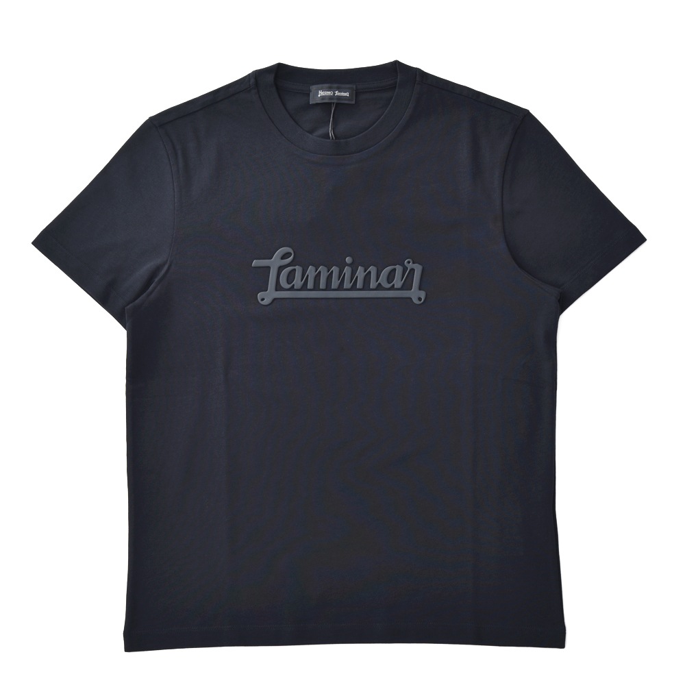 HERNO Laminar ヘルノ ラミナー コンパクトジャージ エンボス ショートスリーブ Tシャツ NAVY