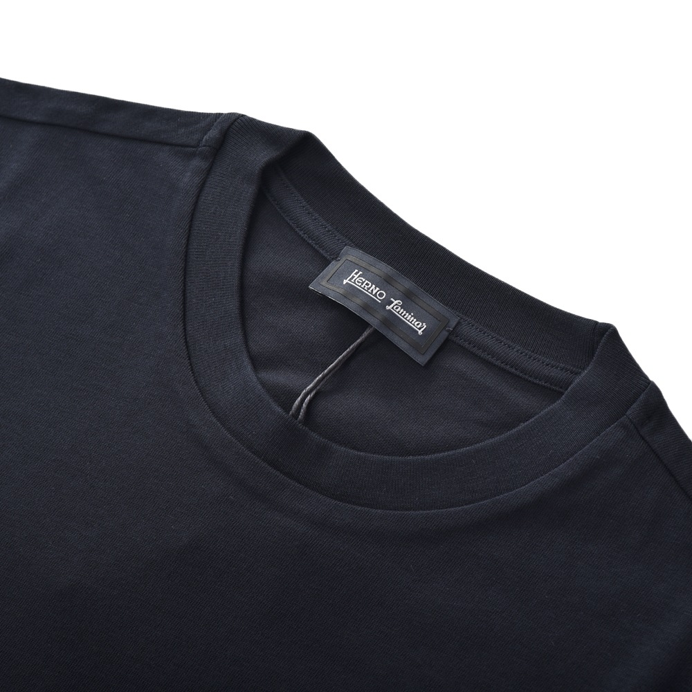 HERNO Laminar ヘルノ ラミナー コンパクトジャージ エンボス ショートスリーブ Tシャツ NAVY