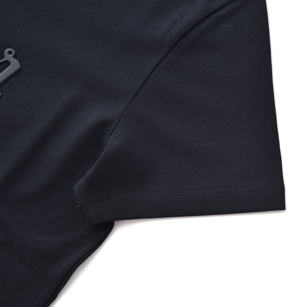 HERNO Laminar ヘルノ ラミナー コンパクトジャージ エンボス ショートスリーブ Tシャツ NAVY