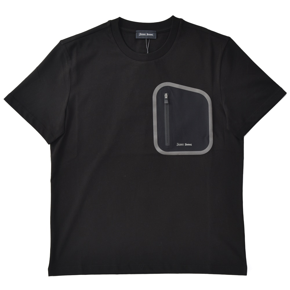 HERNO Laminar ヘルノ ラミナー ゴアテックス ポケット コンパクトジャージ ショートスリーブTシャツ JG00015UL-52000 BLACK