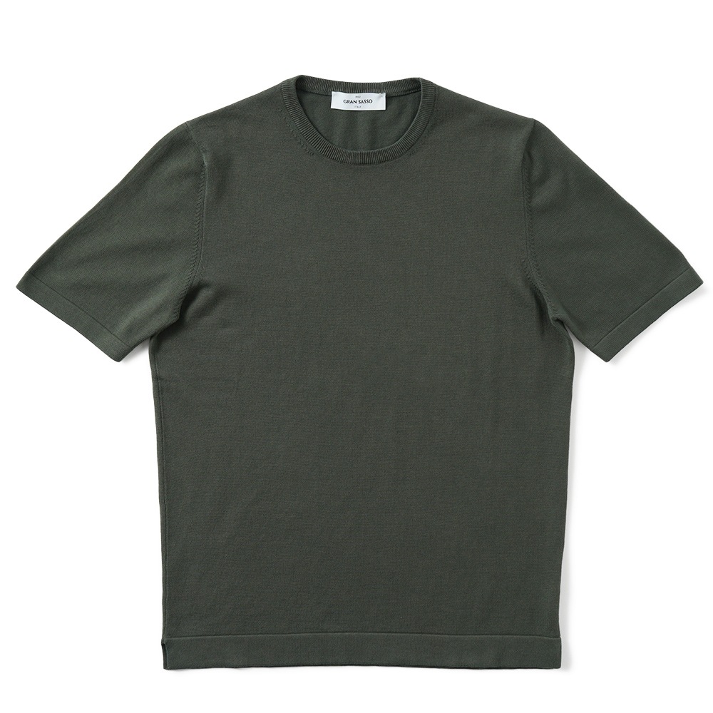 GRAN SASSO グランサッソ ソフトコットン ニット クルーネック ショートスリーブ Tシャツ 58138/18120 GREEN