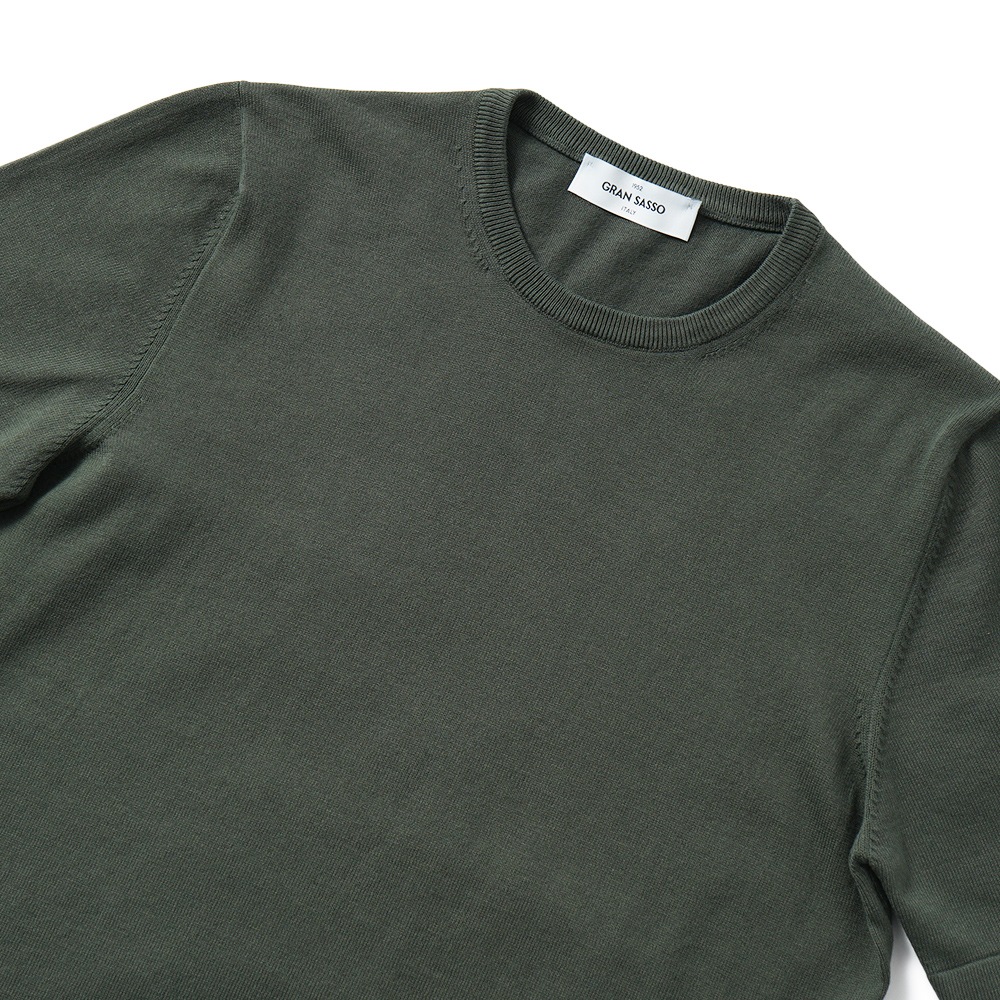GRAN SASSO グランサッソ ソフトコットン ニット クルーネック ショートスリーブ Tシャツ 58138/18120 GREEN