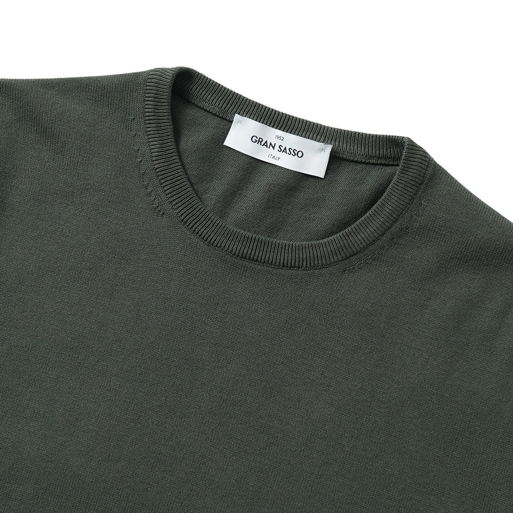 GRAN SASSO グランサッソ ソフトコットン ニット クルーネック ショートスリーブ Tシャツ 58138/18120 GREEN