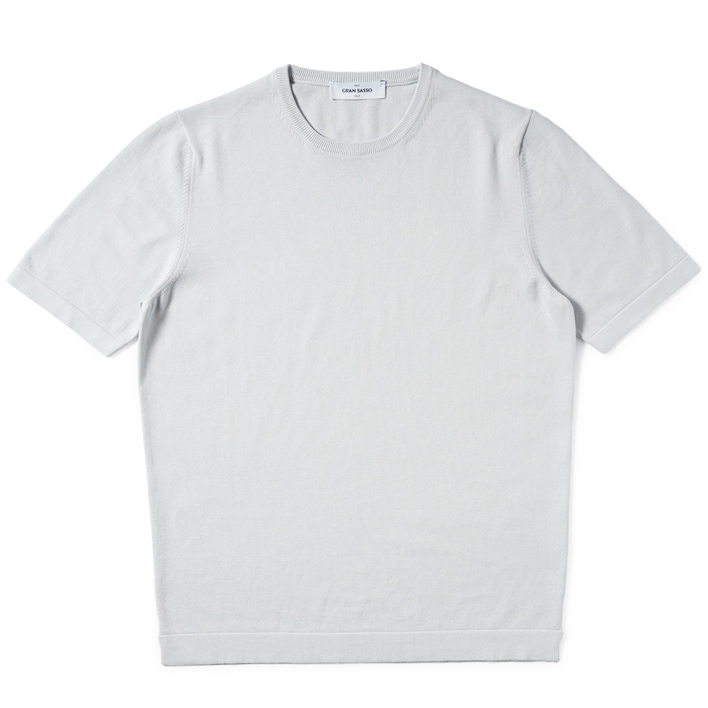 GRANSASSO グランサッソ ソフトコットン ニット クルーネック ショートスリーブ Tシャツ 58138/18120 L.GRAY
