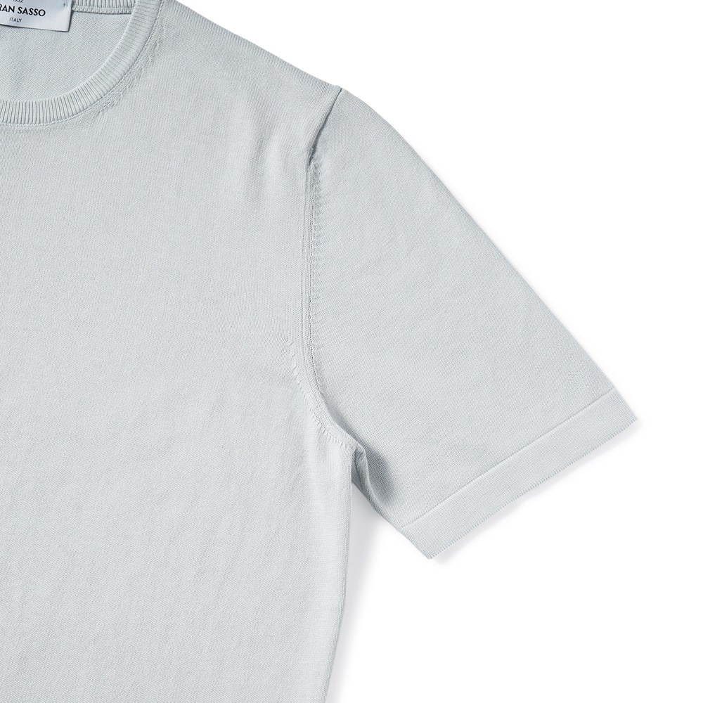 GRANSASSO グランサッソ ソフトコットン ニット クルーネック ショートスリーブ Tシャツ 58138/18120 L.GRAY