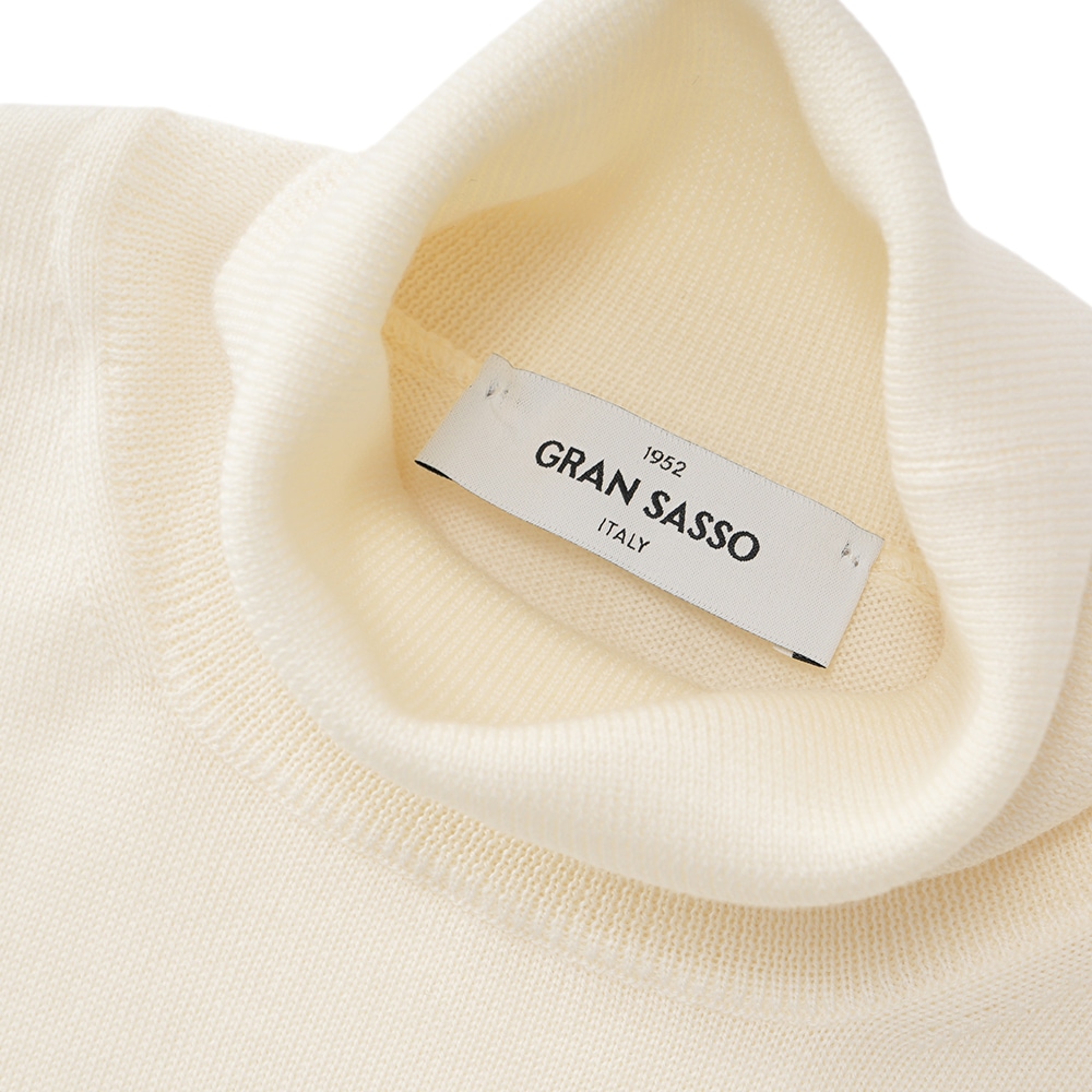 GRANSASSO グランサッソ メリノウール ニット タートルネック ロングスリーブ 55157/14290 OFF WHITE