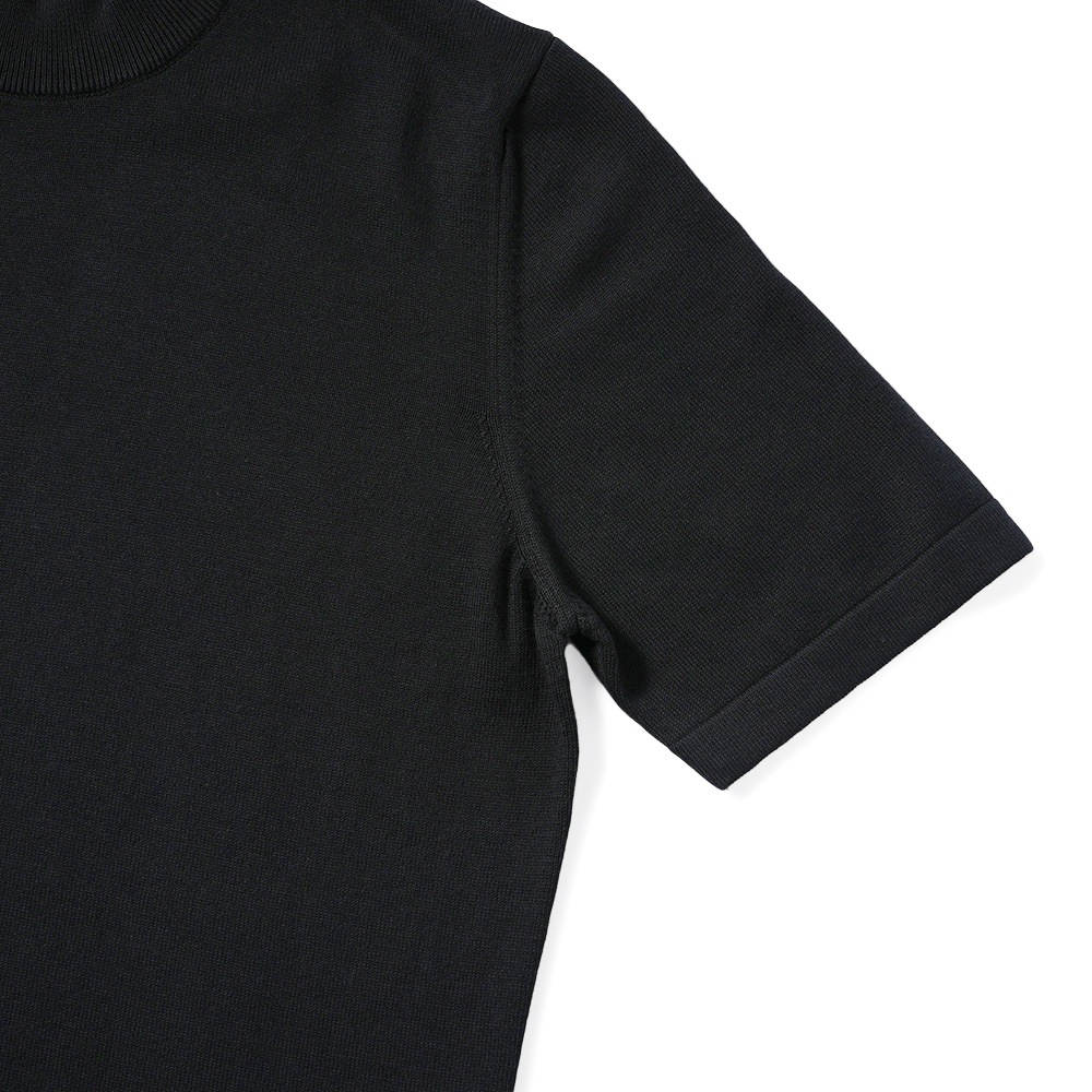 GRANSASSO グランサッソ ソフトコットン ニット モックネック ショートスリーブ Tシャツ 58109/18120 BLACK