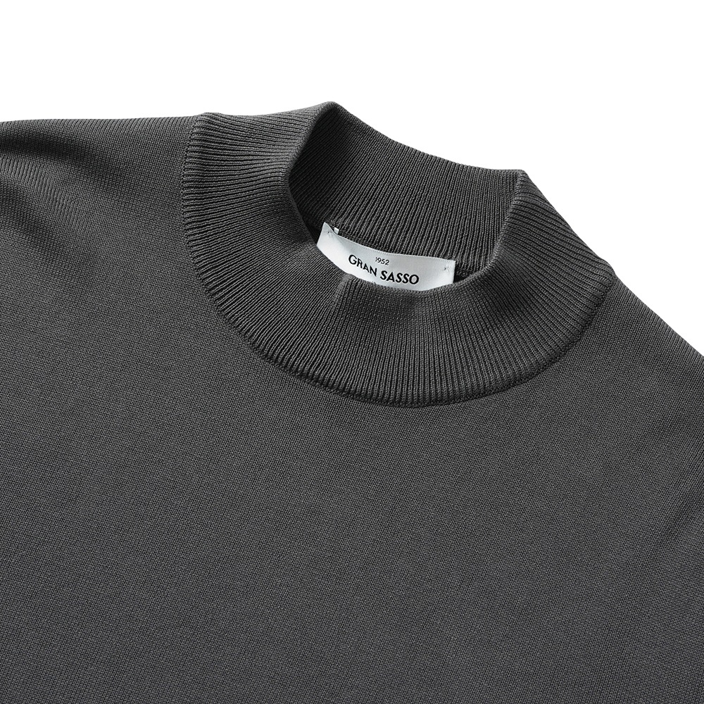 GRANSASSO グランサッソ ソフトコットン ニット モックネック ロングスリーブ 58108/18120 CHARCOAL