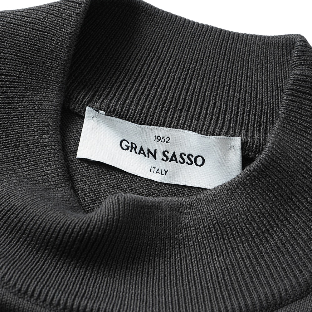 GRANSASSO グランサッソ ソフトコットン ニット モックネック ロングスリーブ 58108/18120 CHARCOAL