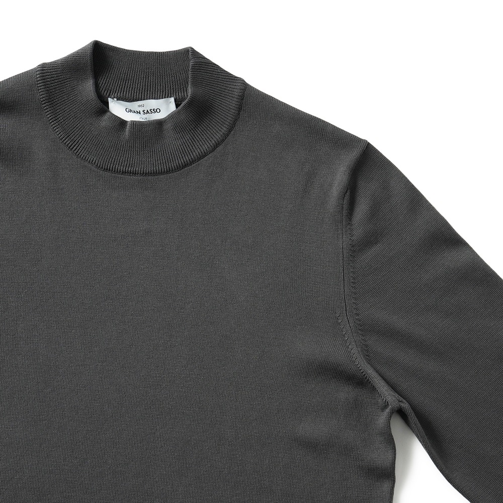 GRANSASSO グランサッソ ソフトコットン ニット モックネック ロングスリーブ 58108/18120 CHARCOAL