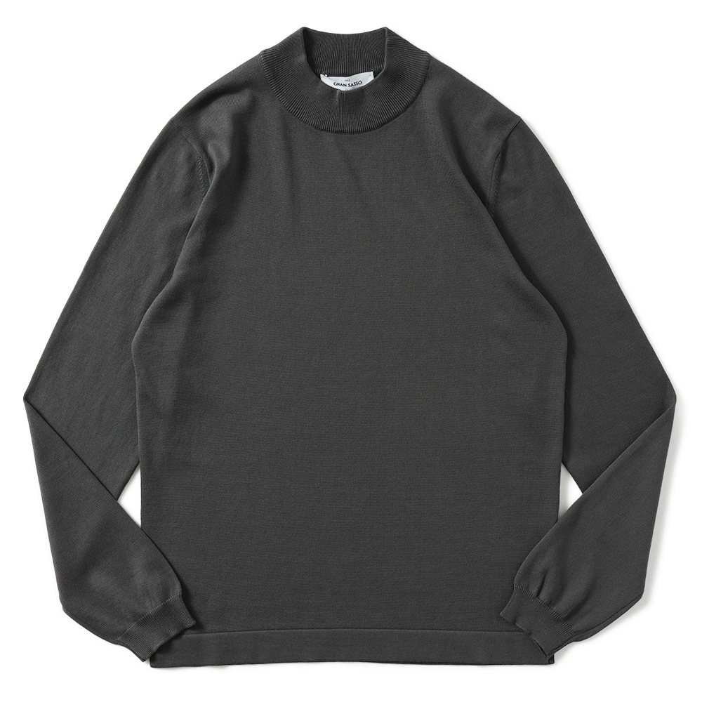 GRANSASSO グランサッソ ソフトコットン ニット モックネック ロングスリーブ 58108/18120 CHARCOAL