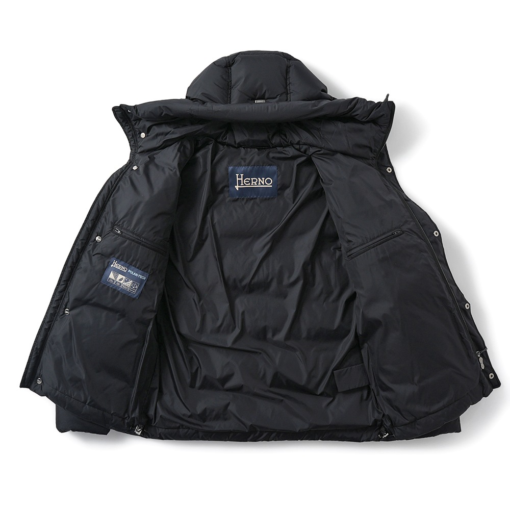 HERNO ヘルノ NYLON CHAMONIX POLAR-TECH 撥水ナイロン フーデッド ダウンブルゾン PI001140U-12004Z BLACK