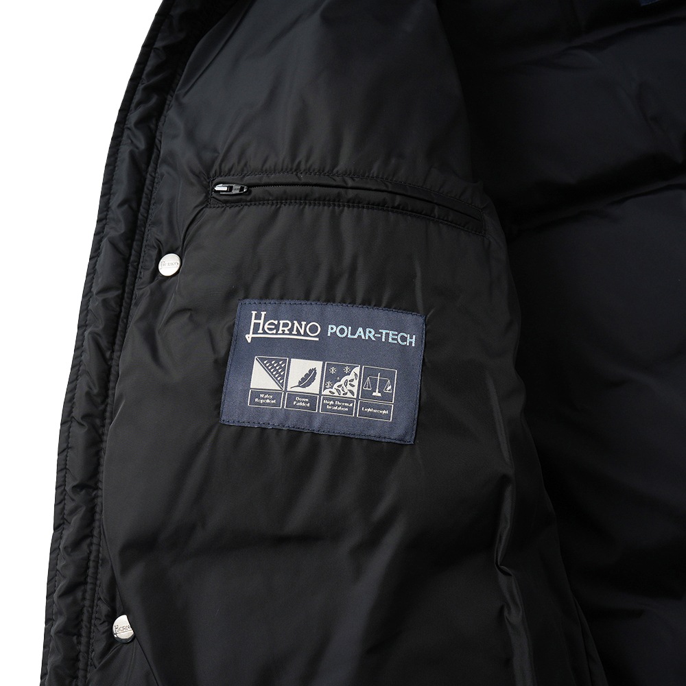HERNO ヘルノ NYLON CHAMONIX POLAR-TECH 撥水ナイロン フーデッド ダウンブルゾン PI001140U-12004Z BLACK