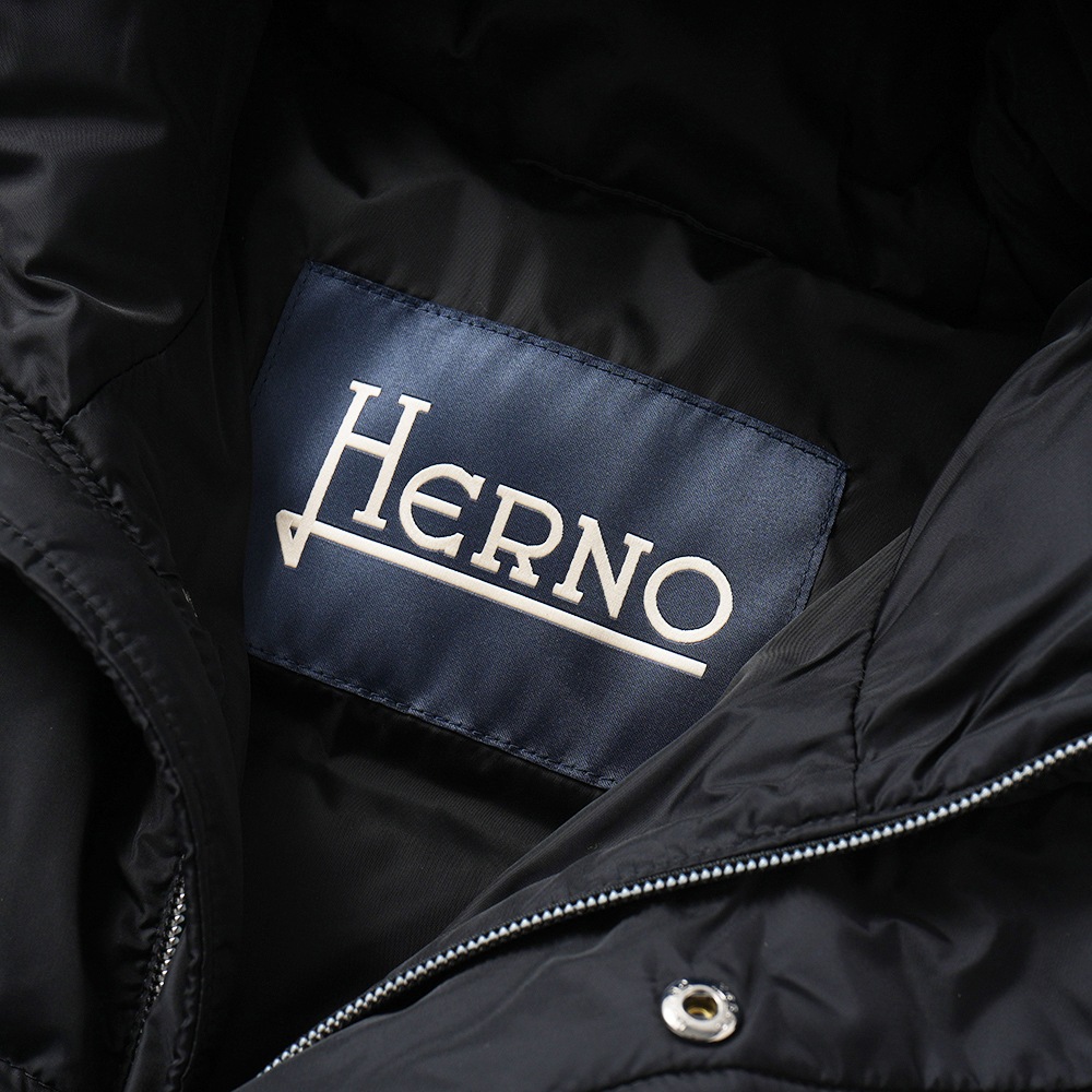 HERNO ヘルノ NYLON CHAMONIX POLAR-TECH 撥水ナイロン フーデッド ダウンブルゾン PI001140U-12004Z BLACK