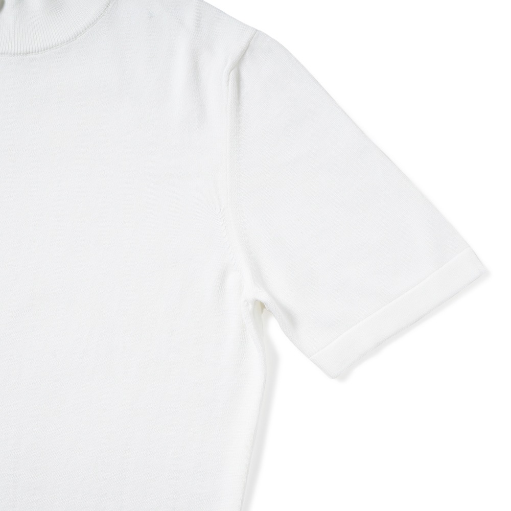 GRANSASSO グランサッソ ソフトコットン ニット モックネック ショートスリーブ Tシャツ 58109/18120 WHITE