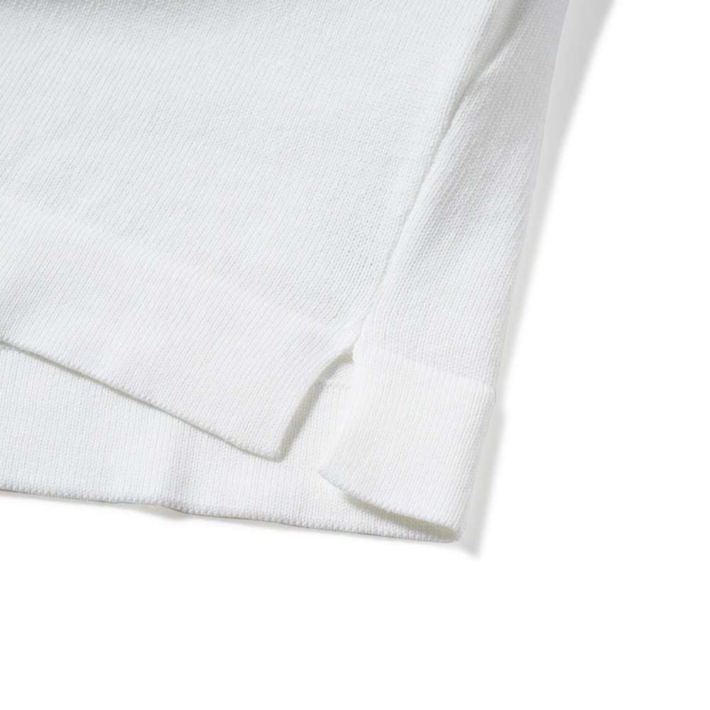 GRANSASSO グランサッソ ソフトコットン ニット モックネック ショートスリーブ Tシャツ 58109/18120 WHITE