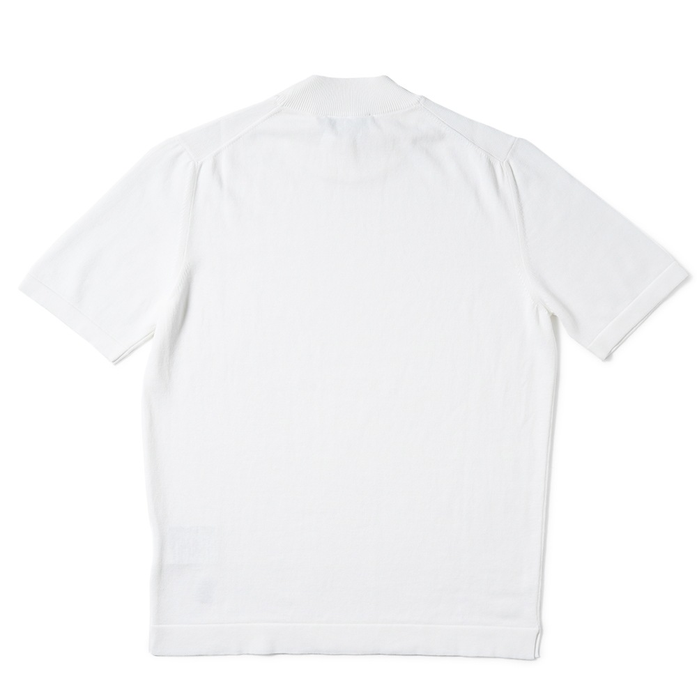 GRANSASSO グランサッソ ソフトコットン ニット モックネック ショートスリーブ Tシャツ 58109/18120 WHITE