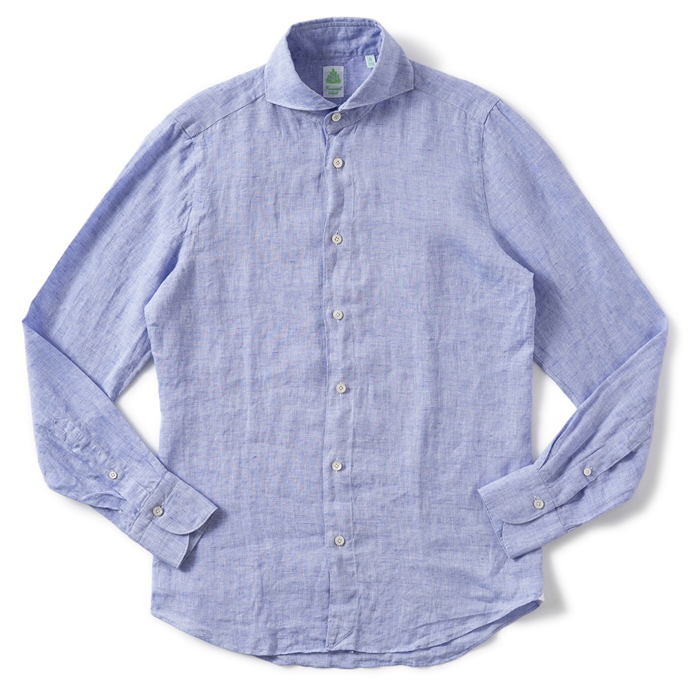 Finamore フィナモレ SERGIO BARI/010608 M0659 リネン ソリッド カッタウェイカラーシャツ PURPLE