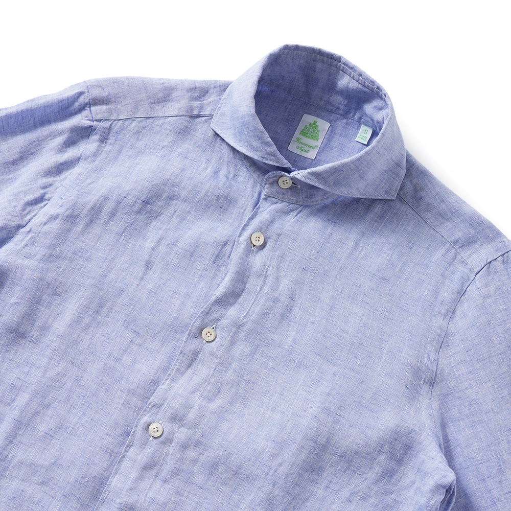 Finamore フィナモレ SERGIO BARI/010608 M0659 リネン ソリッド カッタウェイカラーシャツ PURPLE