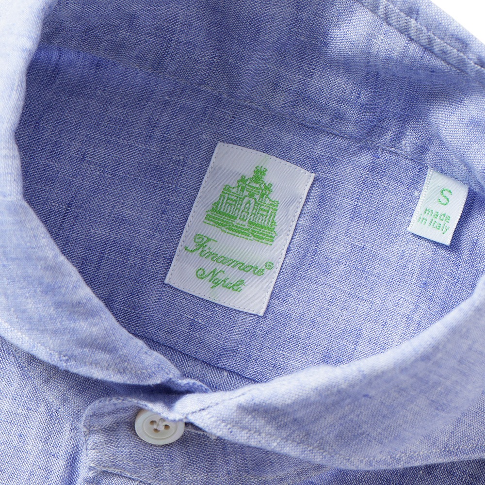 Finamore フィナモレ SERGIO BARI/010608 M0659 リネン ソリッド カッタウェイカラーシャツ PURPLE