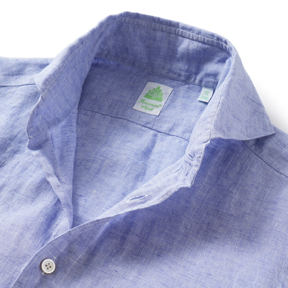 Finamore フィナモレ SERGIO BARI/010608 M0659 リネン ソリッド カッタウェイカラーシャツ PURPLE