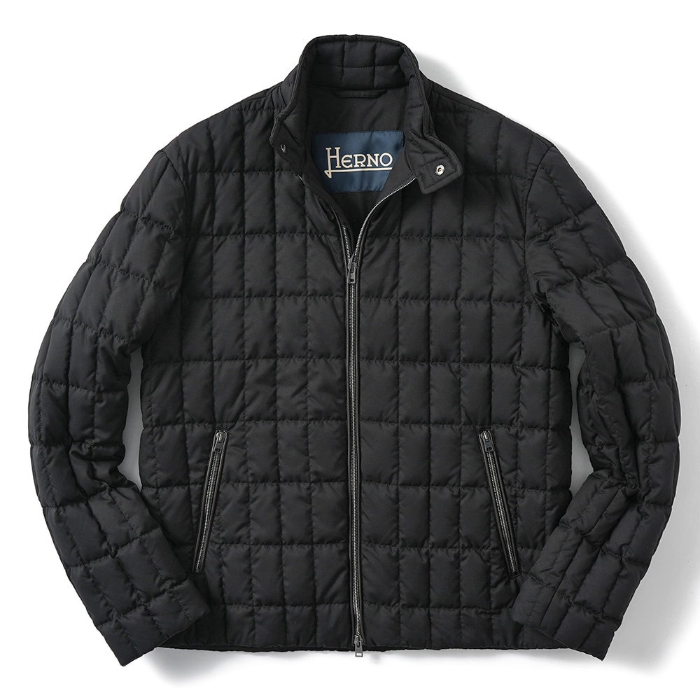 HERNO ヘルノ ARENDELLE POLAR-TECH 撥水ポリエステル  シングルライダース ダウンブルゾン PI001257U-12414Z BLACK