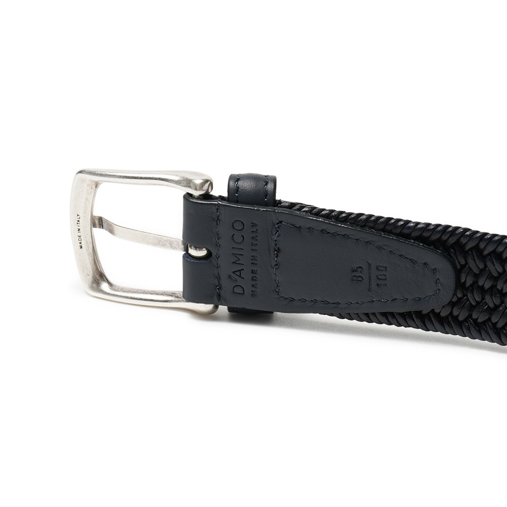 D'AMICO ダミーコ レザー・メッシュ ストレッチ ベルト ACU2898 NAVY