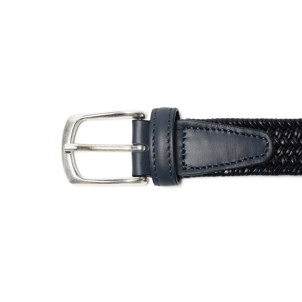 D'AMICO ダミーコ レザー・メッシュ ストレッチ ベルト ACU2898 NAVY