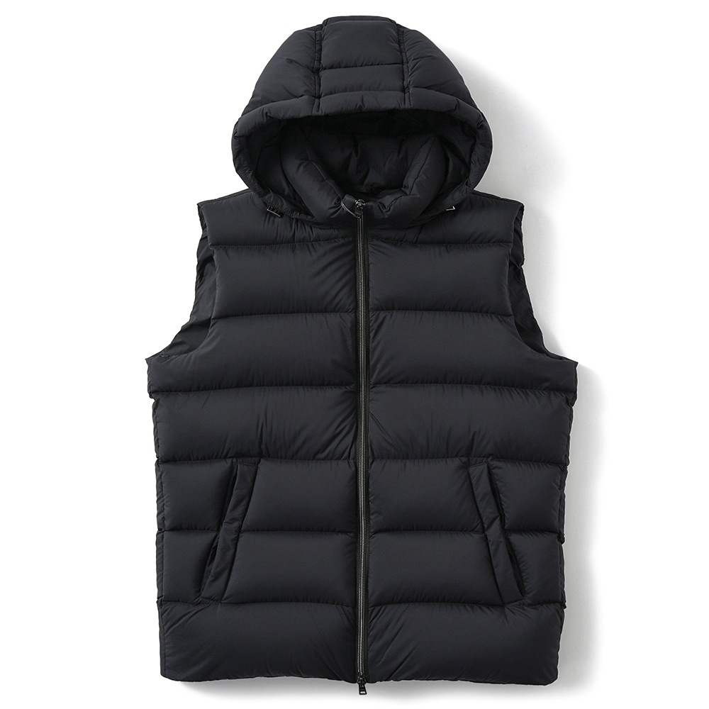 HERNO ヘルノ ECOAGE 撥水ナイロン フーデッドダウンベスト PI001186U-12456Z BLACK