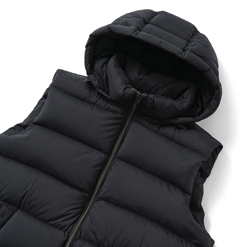 HERNO ヘルノ ECOAGE 撥水ナイロン フーデッドダウンベスト PI001186U-12456Z BLACK