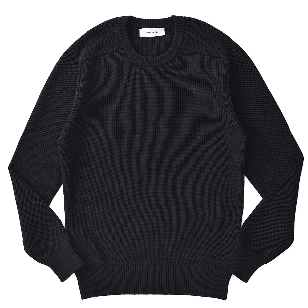 GRANSASSO グランサッソ ソフトコットン あぜ編み ニット クルーネック