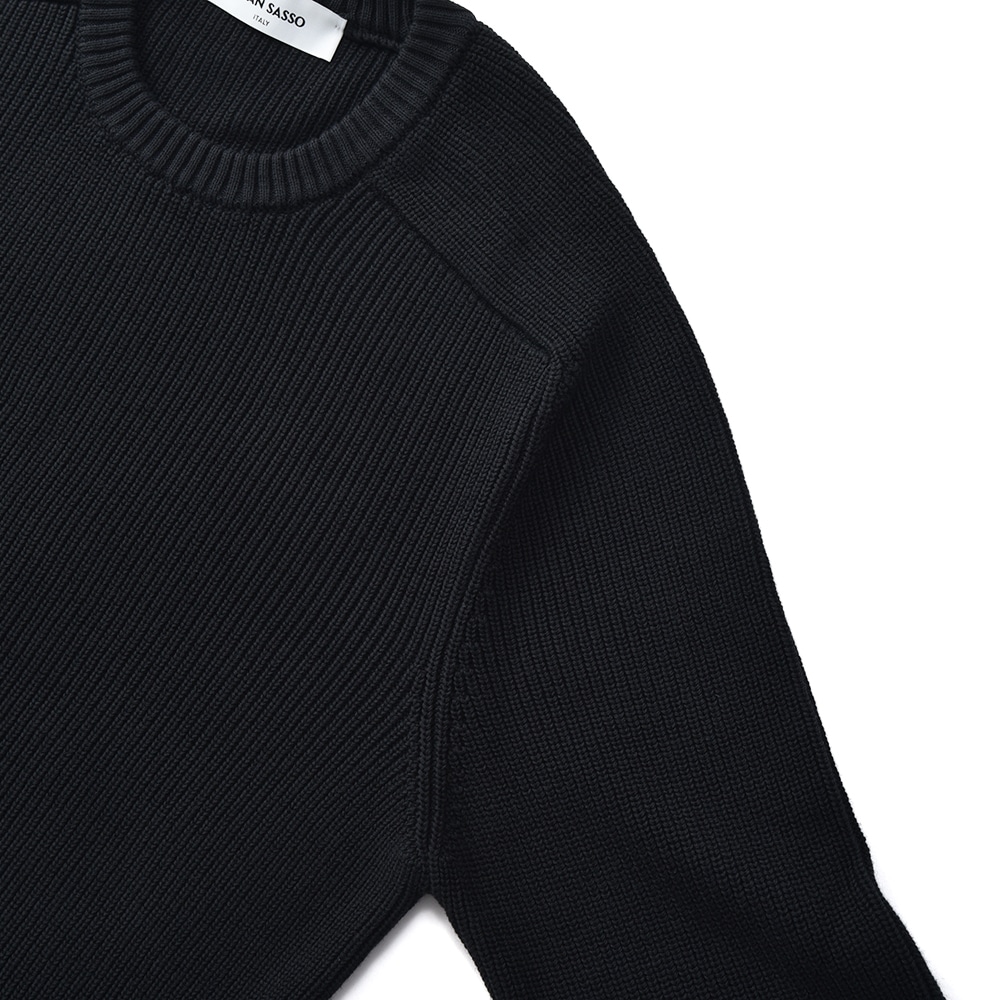 GRANSASSO グランサッソ ソフトコットン あぜ編み ニット クルーネック
