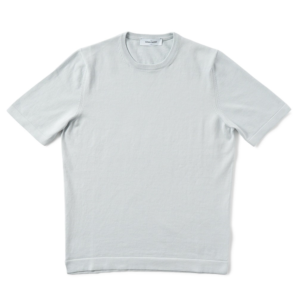 GRAN SASSO グランサッソ ソフトコットン ニット クルーネック ショートスリーブ Tシャツ 58138/18120 ICE GRAY