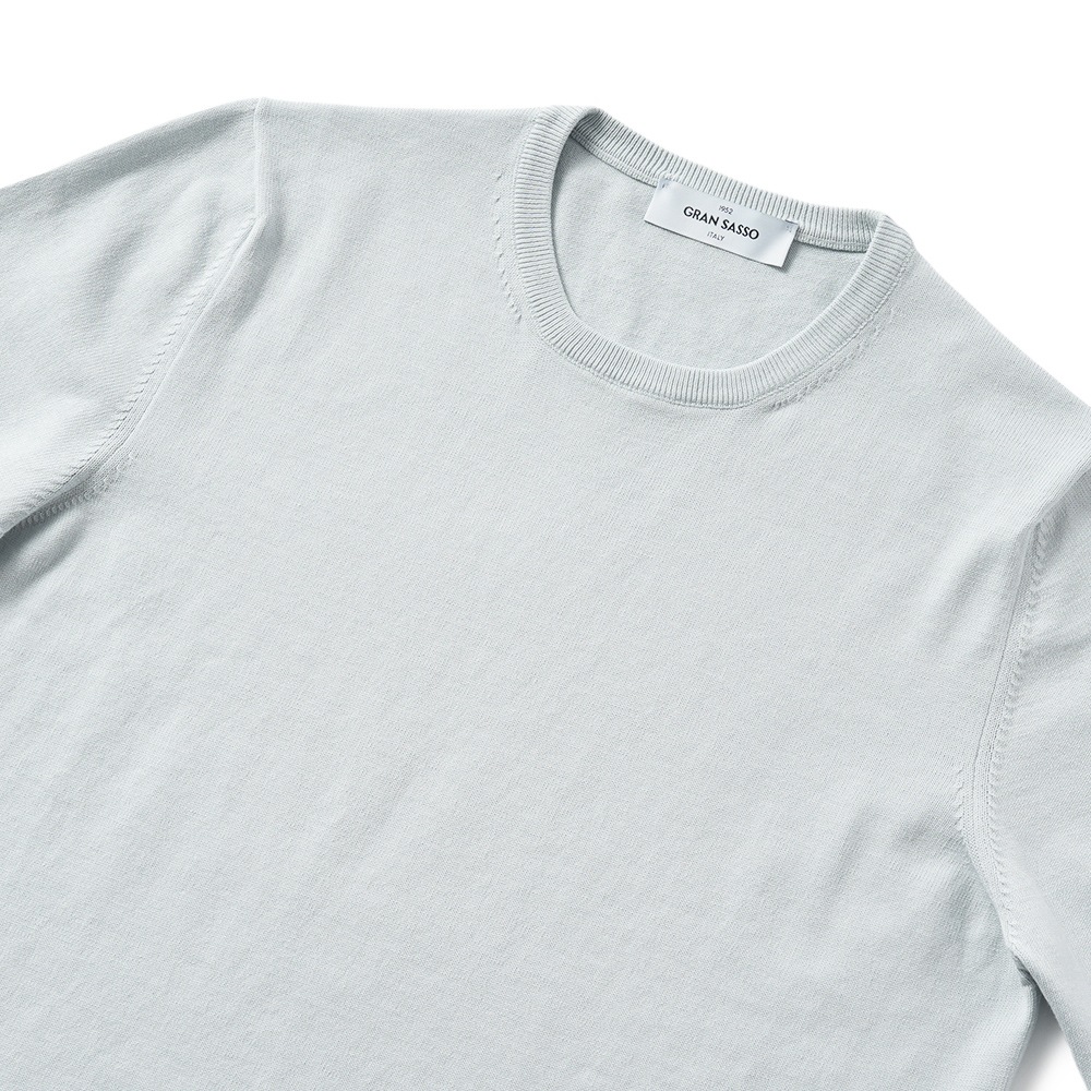 GRAN SASSO グランサッソ ソフトコットン ニット クルーネック ショートスリーブ Tシャツ 58138/18120 ICE GRAY