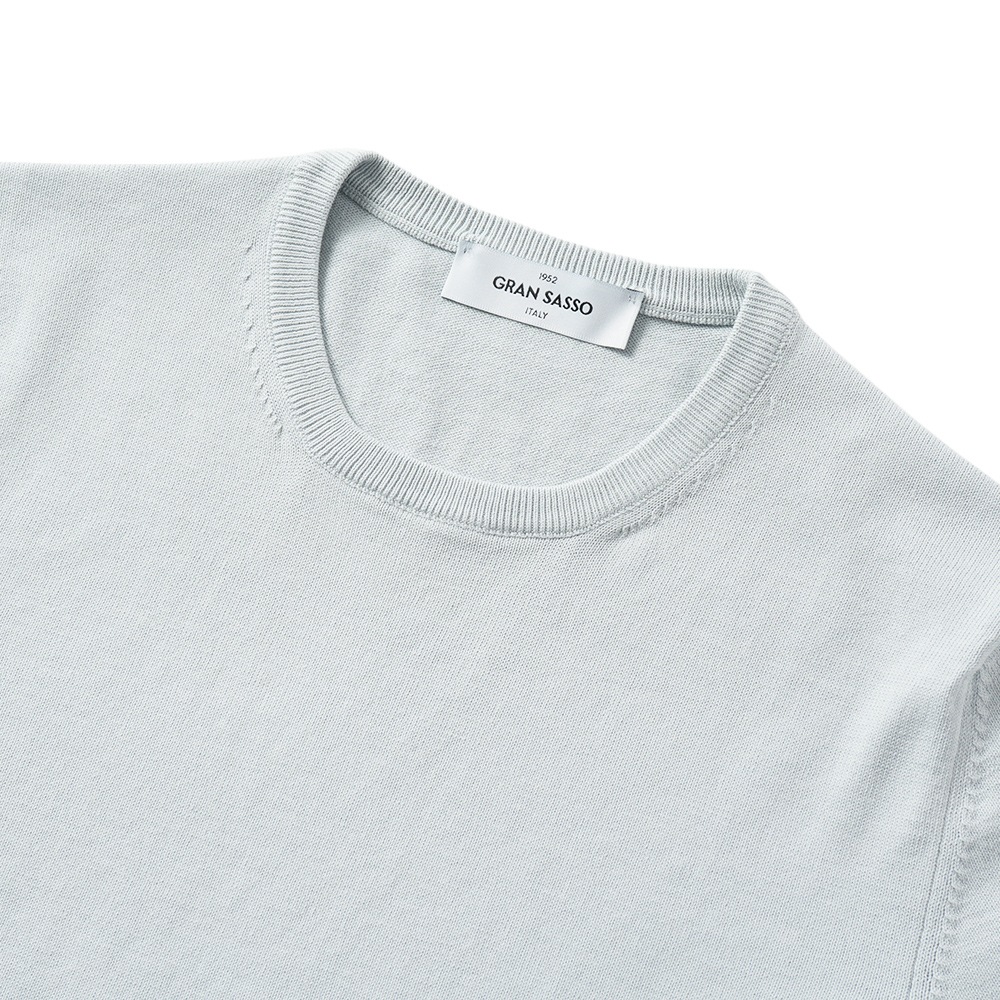 GRAN SASSO グランサッソ ソフトコットン ニット クルーネック ショートスリーブ Tシャツ 58138/18120 ICE GRAY