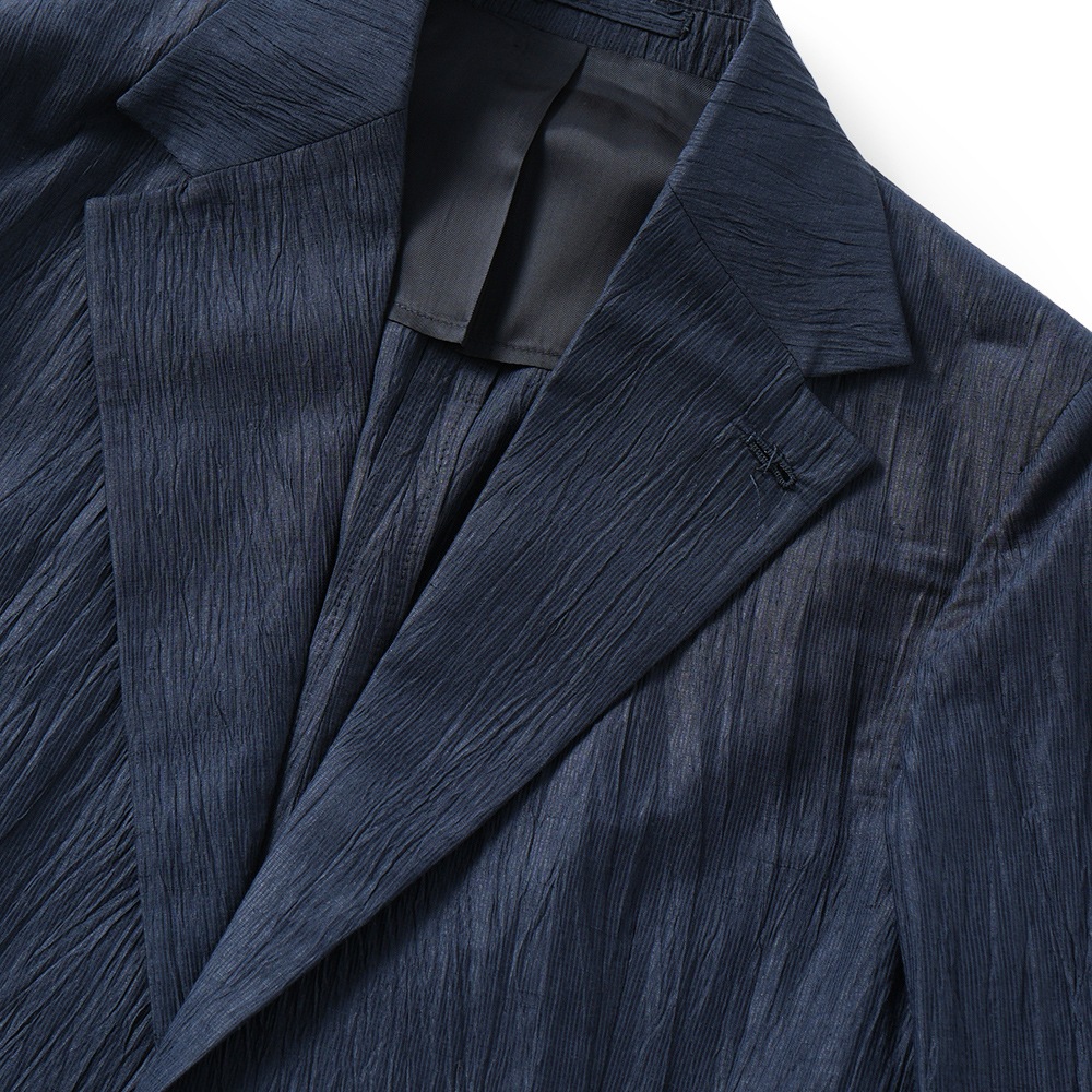 Finjack フィンジャック コットン・リネン 楊柳 2B ジャケット SGS-TXJ005 NAVY